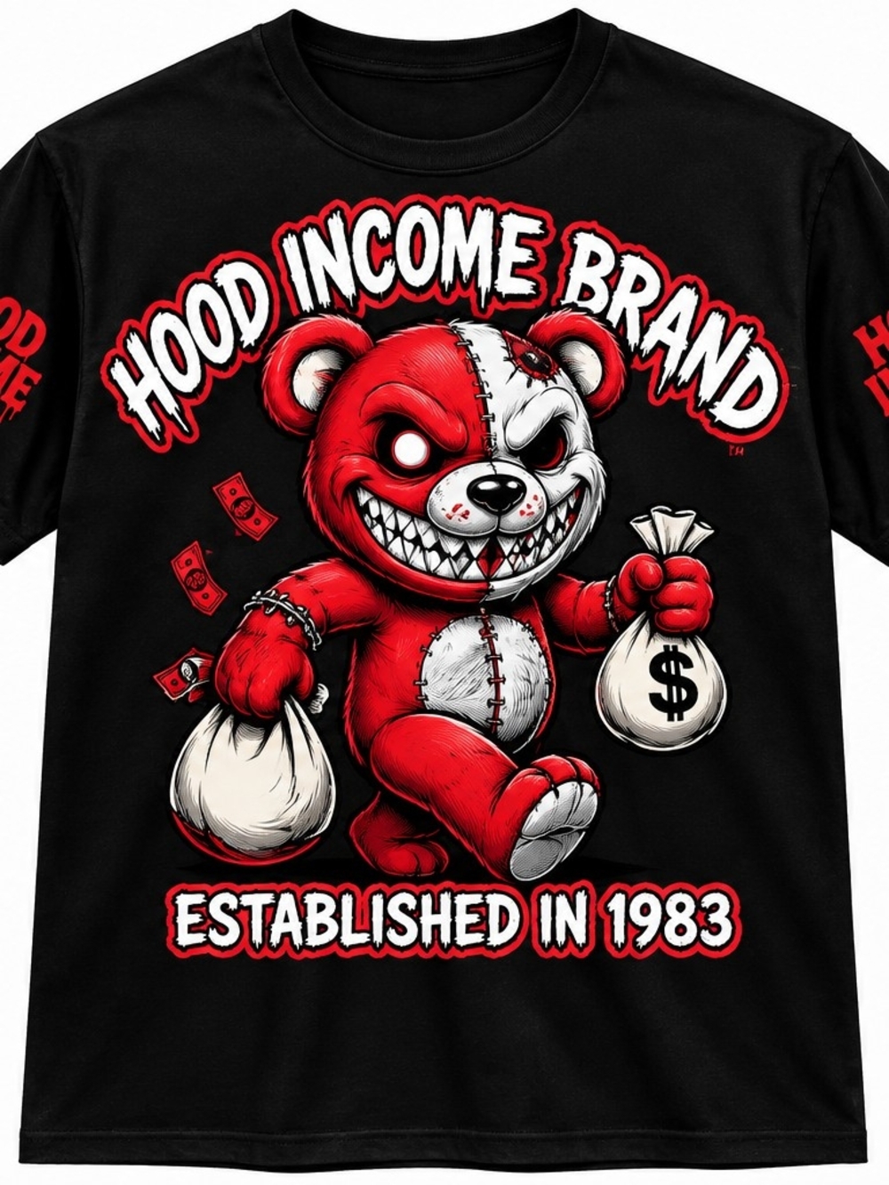 HOOD INCOME BRAND TM Black & Red Teddy Graphic Tee
